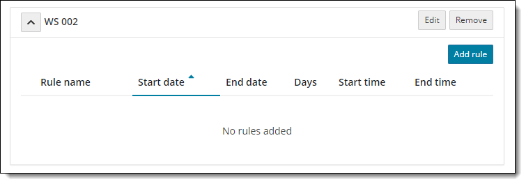 Workstation unavailability rules panel.